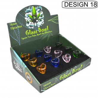 14mm Glass Bowls - Ignite Your Dabs, Spark The Adventure Bowls 12Ct Display