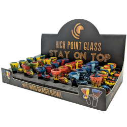 High Point Glass - Fully USA Color Work Wig Wag Art Bowl - (Display of 30) [21152]