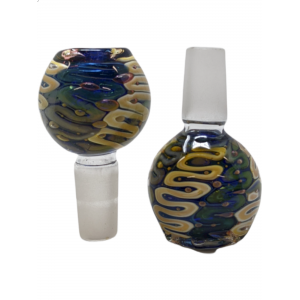 14mm Gold Fumed Art Double Glass Bowl (Pack of 2) [SG3076]