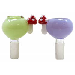 14mm Slyme Color Tube Bowl With Mushroom Handle (Pack Of 2) [SG4019]