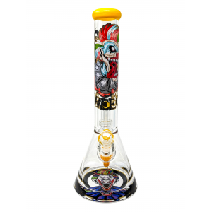 16" 12mm Cheech Glass "DO YOU LIKE TO PLAY GAME" ? Clown Decal Beaker [CA-058]