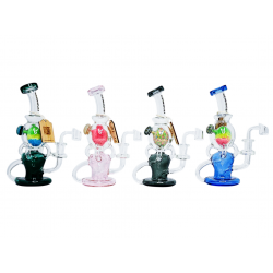 8.5" Cheech Glass Glow In The Dark Multi Color Frit Ball Recycler Rig Water Pipe - [CH-155]