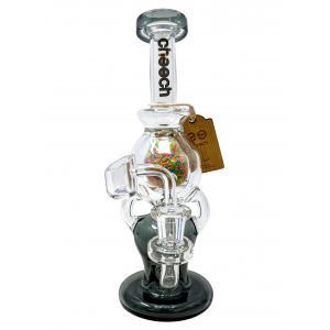 8.5" Cheech Glass Glow In The Dark Multi Color Frit Ball Recycler Rig Water Pipe - [CH-155]