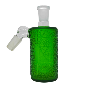 Cheech Glass - Ash Catcher 14 Male 45 Degree-Frosted Green Etched Work [CHB-13-1] 