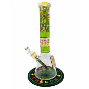 14" Cheech Glass Rasta Polka Dot Beaker Water Pipe with Dab Mat - [CHE-111]