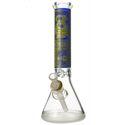 13" Cheech Glass Sand Blasted Yellow Mind of a Maniac Beaker Water Pipe - [CHE-168]