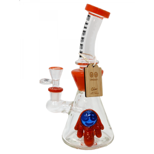9" Cheech Glass Drip Smiley Face Showerhead Perc Water Pipe Rig (Red) - [CHE-199]