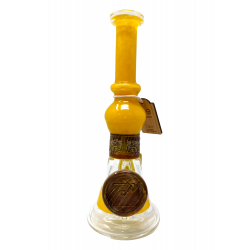 9" Cheech Glass Yellow Sand Blasted Wood Beaker Water Pipe Rig with Dab Pad - [CHE-208]