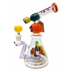 10" Cheech Glass Hallows Eve Spooky Perc Recycler Water Pipe Rig with Dab Pad - [CHE-255]