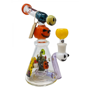 10" Cheech Glass Hallows Eve Spooky Perc Recycler Water Pipe Rig with Dab Pad - [CHE-255]