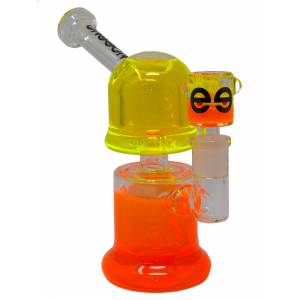 Cheech Glass Freezable Storm Trooper Water Pipe Rig with Dab Pad (UV Orange) - [HR-GY125-SLO]