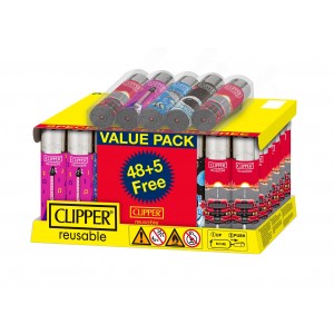 Clipper Reuseable Lighters - Next Screen -  48ct Display + 5ct Free