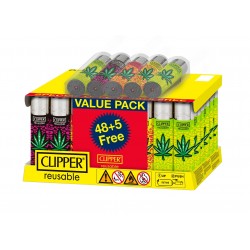 Clipper Reuseable Lighters - Renzo Leaves -  48ct Display + 5ct Free
