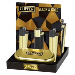 Clipper Classic Large Metal - Black & Gold Matte - 12ct Display 
