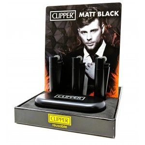 Clipper Classic Large Metal - Black on Black Matte - 12ct Display 