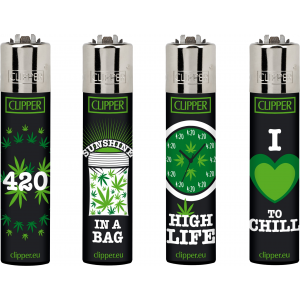 Clipper Lighter - Green Leaves - (Display of 48)