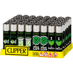 Clipper Lighter - Green Leaves - (Display of 48)