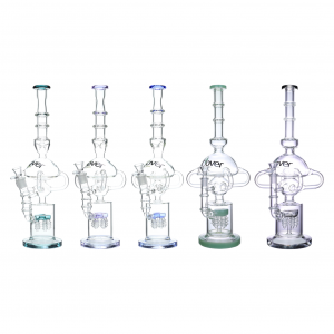 Clover Glass - 16" Spiral Perc Dome Chamber Recycler Water Pipe - [WPA-230]