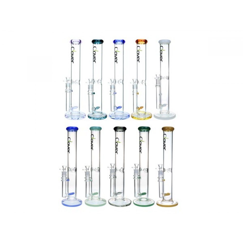 Clover Glass - 15.5" Inline Perc Color Rim & Lip Water Pipe [WPA-245]