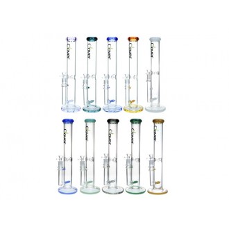 Clover Glass - 15.5" Inline Perc Color Rim & Lip Water Pipe [WPA-245]