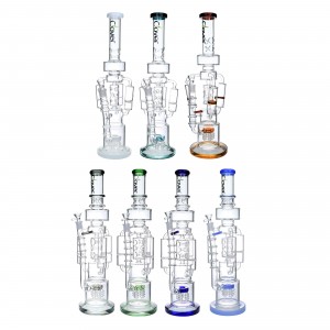 Clover Glass - 20.5" Spiral & Honeycomb Perc Multi-Chamber Recycler Water Pipe - [WPA-249]