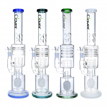 Clover Glass - 19" Multi Chamber Apple Perc Straight Water Pipe - [WPA-272]