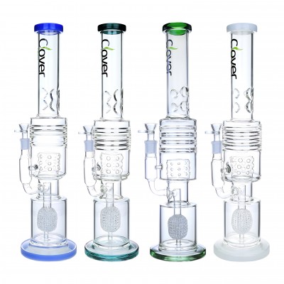 Clover Glass - 19" Multi Chamber Apple Perc Straight Water Pipe - [WPA-272]