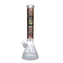 16.5" Clover Glass Stitched Face Beaker Water Pipe - [WPA-276]