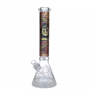 16.5" Clover Glass Stitched Face Beaker Water Pipe - [WPA-276]