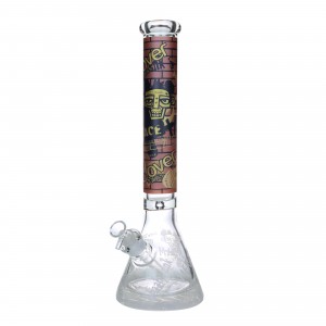 16.9" Clover Glass Skull Face Beaker Water Pipe - [WPA-282]