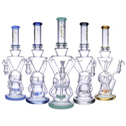 Clover Glass - 16.5" Showerhead Ball Perc Conical Recycler Water Pipe - [WPA-296]