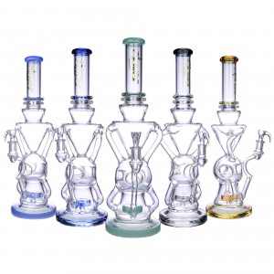 Clover Glass - 16.5" Showerhead Ball Perc Conical Recycler Water Pipe - [WPA-296]