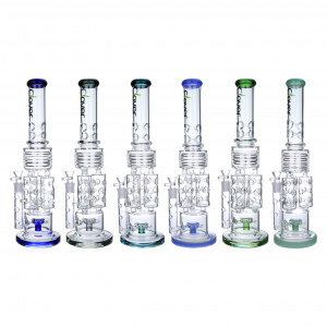 Clover Glass - 19" Swiss Pillars Sprinkler Perc W/ Ice Catcher Water Pipe - [WPA-301]