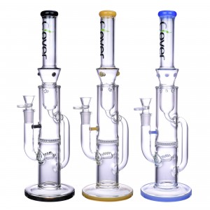 Clover Glass - 15.5" Straight Tube Honeycomb Perc Incycler Water Pipe - [WPA-311]