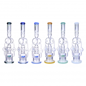 Clover Glass - 19.5" Multi Perc Double Donut Recycler Water Pipe - [WPA318] 