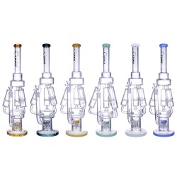 Clover Glass - 18" 5mm Quad-Honeycomb Perc W/ Jelly Fish Perc Recycler Water Pipe - [WPA-47]