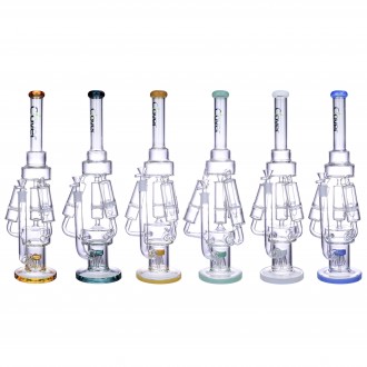 Clover Glass - 18" 5mm Quad-Honeycomb Perc W/ Jelly Fish Perc Recycler Water Pipe - [WPA-47]