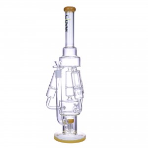 Clover Glass - 18" 5mm Quad-Honeycomb Perc W/ Jelly Fish Perc Recycler Water Pipe - [WPA-47]