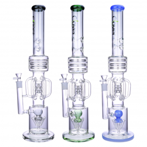 Clover Glass - 21" Ball Perc Pinch & Pillar Recycler Water Pipe - [WPA-80]