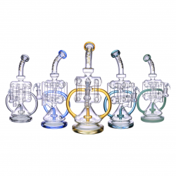 Clover Glass - 13" Double Tube Multi-Chamber Recycler Water Pipe - [WPB-377]