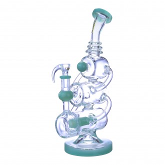 Clover Glass - 12" Triple Chamber Inline Perc Recycler Water Pipe - [WPC-298]