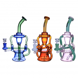 Clover Glass - 10" Double Donut Chamber Recycler Water Pipe - [WPD-179]