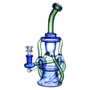 Clover Glass - 10" Double Donut Chamber Recycler Water Pipe - [WPD-179]