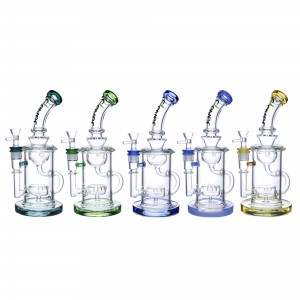 Clover Glass - 10" Dome Recycler Rig Water Pipe [WPD-251]