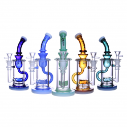Clover Glass - 8.5" Dual Color Showerhead Perc Incycler Water Pipe - [WPD-259]