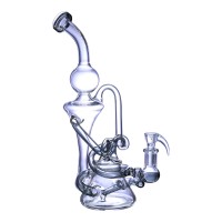 Clover Glass - 12" Twisted Vine Inline Perc Recycler Water Pipe - [WPD-288]