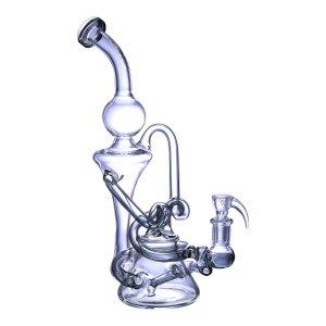 Clover Glass - 12" Twisted Vine Inline Perc Recycler Water Pipe - [WPD-288]