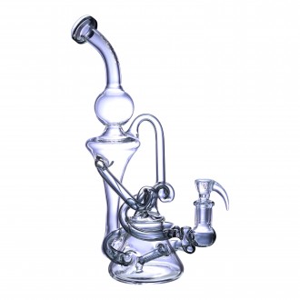 Clover Glass - 12" Twisted Vine Inline Perc Recycler Water Pipe - [WPD-288]
