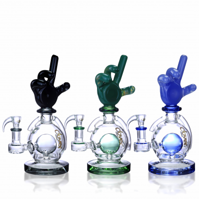 Clover Glass - 9.5" Finger-Toking Globe Perc Water Pipe