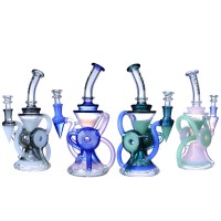 Clover Glass - 9" Sandtimer Donut Recycler Water Pipe - [WPD-420]